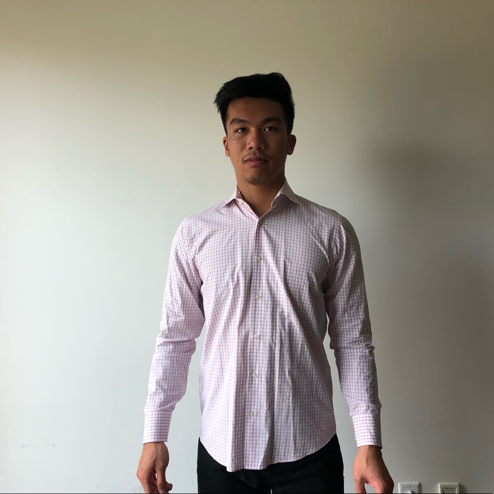 Hugo Boss Pink Striped/Boxed Dress Shirt